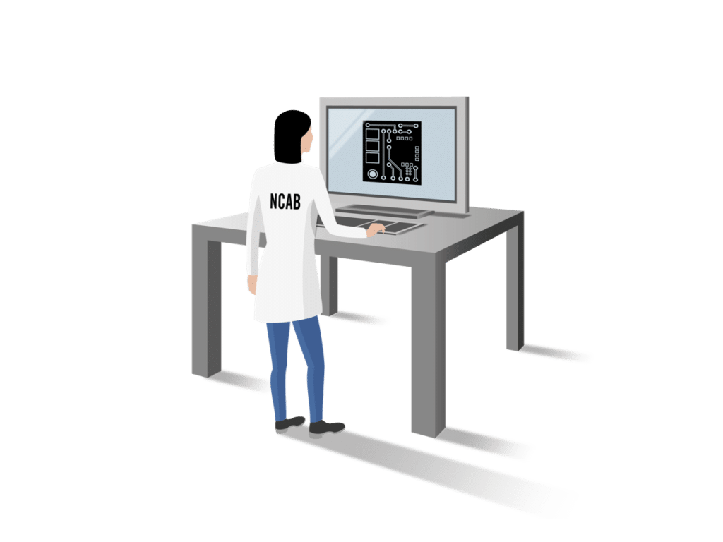 Employé NCAB travaillant sur la conception d’un PCB | NCAB Group