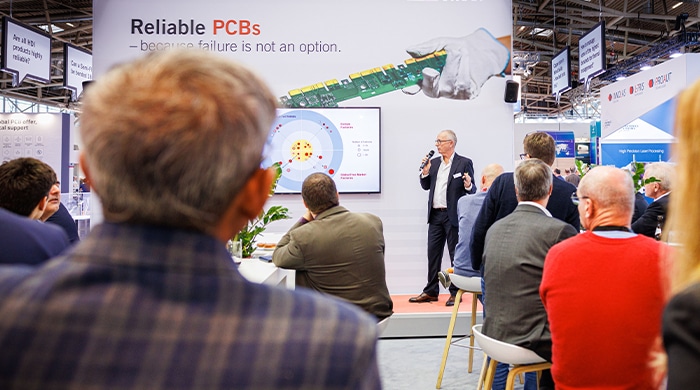 Speaker in NCAB booth at electronica exhibition | NCAB Group